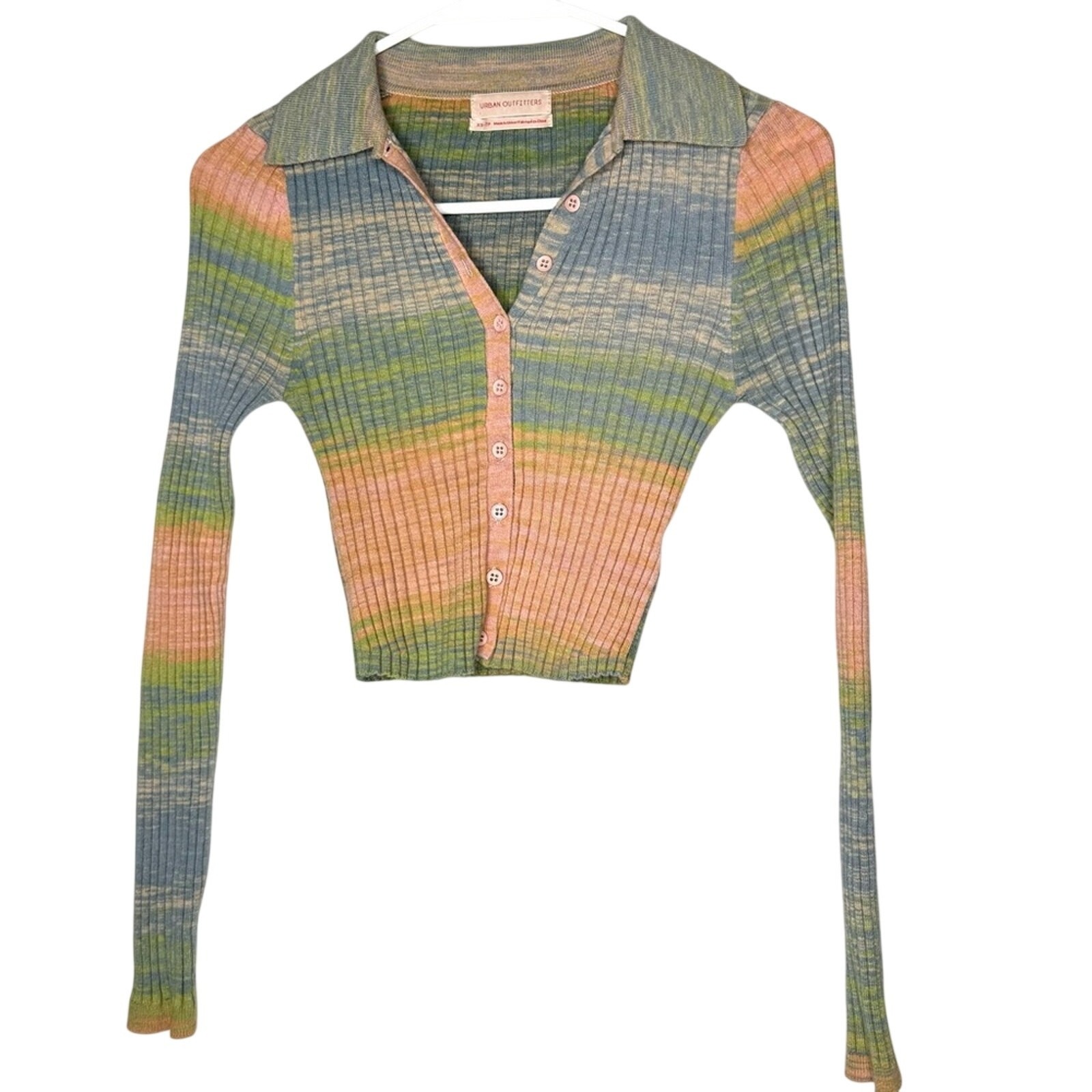 Urban Outfitters Womens Multicolor Ribbed Knit Top Fitted Sz Xs Y2k Aso
